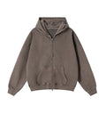 BROWN VINTAGE WASH ZIP HOODIE