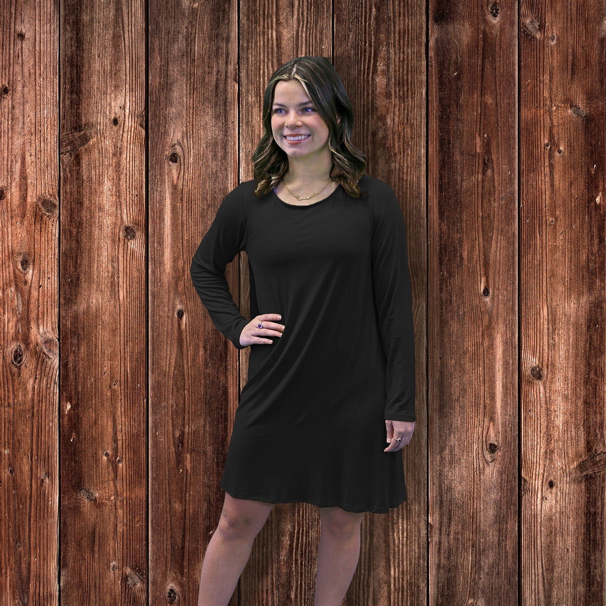 Knit Blend T-Shirt Dress in Long Sleeve  by Southern Couture - Assorted Colors