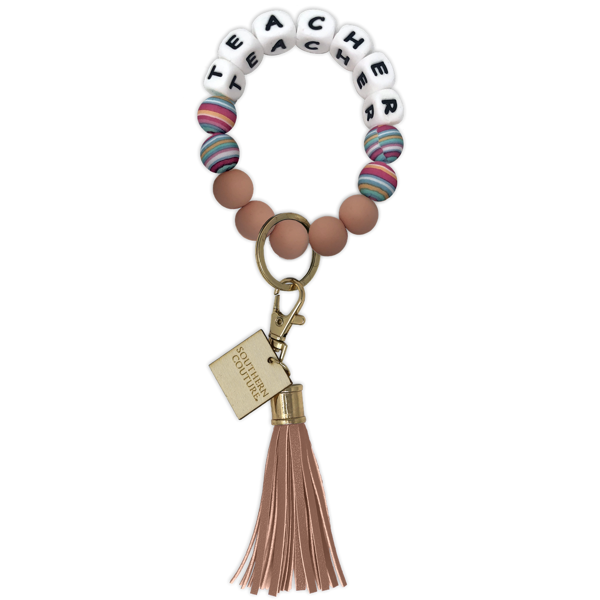 Silicone Beaded Bracelet Key Chain Southern Couture - Multiple Designs